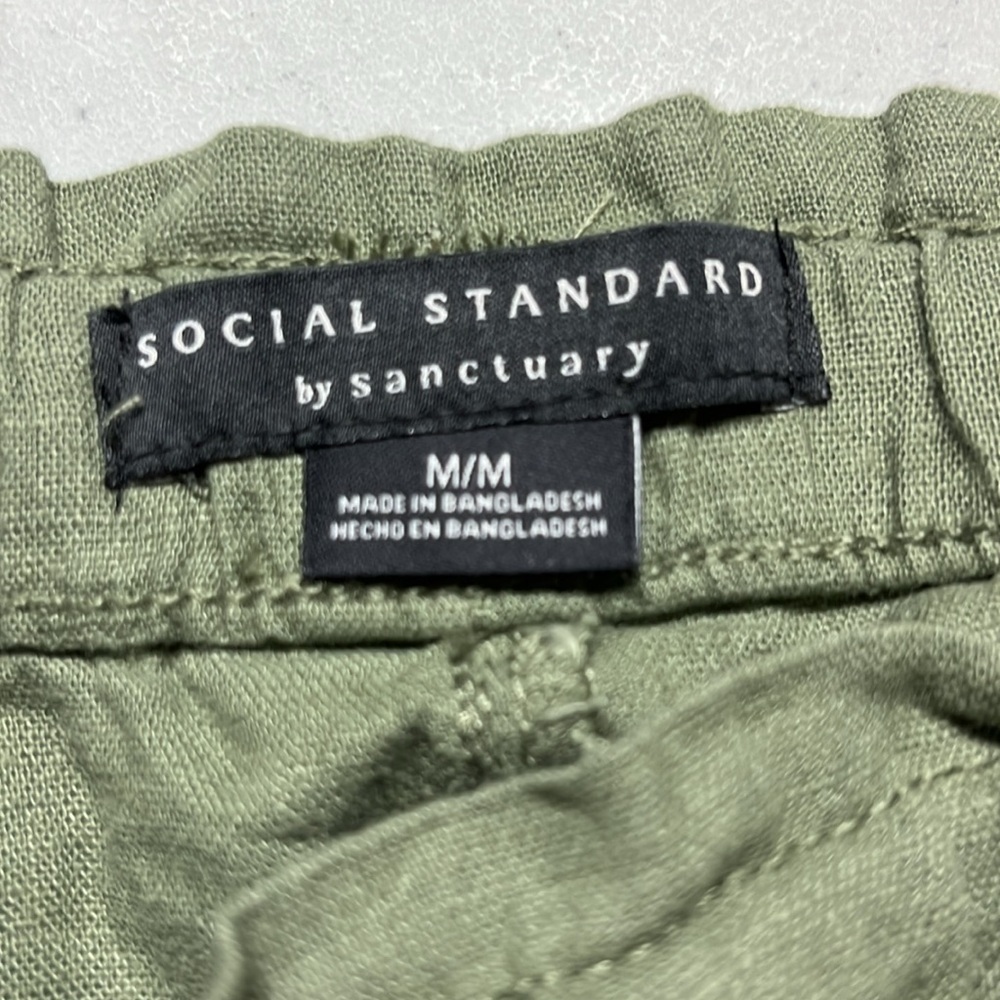 Sanctuary Social Standard Green Linen Casual Jogger Pants Women’s Medium - Picture 10 of 12